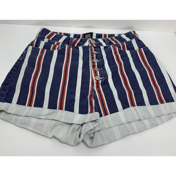 Urban Outfitters | BDG Womens Mom High Rise Cuffed Jean Shorts Stripe Size 30 - Picture 4 of 9